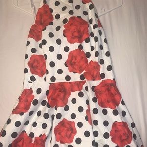 Black polka dot halter dress